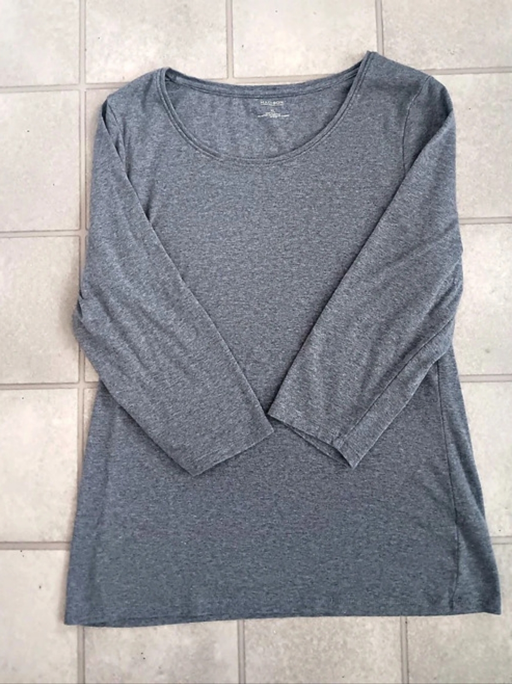 Madison Women’s XL Gray 3/4 Sleeve Top Cotton Modal Blend Soft Knit Basic